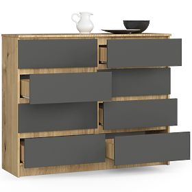 CHEST OF DRAWERS K120 8SZ CLP PK ARTISAN OAK / GRAY