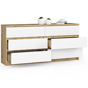 CHEST OF DRAWERS K160 6SZ CLP ARTISAN OAK / WHITE