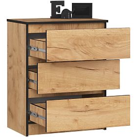 CHEST OF DRAWERS K60 3SZ CLP PK CRAFT OAK
