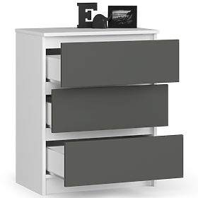 CHEST OF DRAWERS K60 3SZ CLP WHITE / GRAY
