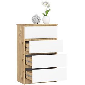 CHEST OF DRAWERS K60 4SZ PK OAK ARTISAN / WHITE