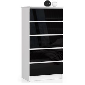 CHEST OF DRAWERS K60 5SZ CLP PK BLACK GLOSS