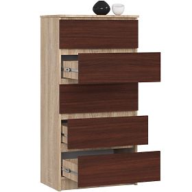CHEST OF DRAWERS K60 5SZ CLP PK SONOMA OAK / WENGE