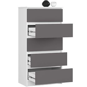 CHEST OF DRAWERS K60 5SZ CLP PK WHITE / GRAY
