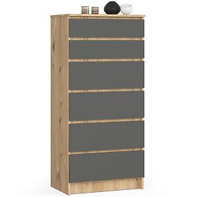CHEST OF DRAWERS K60 6SZ CLP PK ARTISAN OAK / GRAY