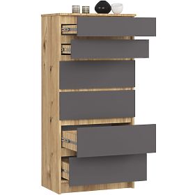 CHEST OF DRAWERS K60 6SZ CLP PK ARTISAN OAK / GRAY