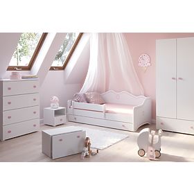 Children's Bed EMMA with Drawer and Guardrail 140x70 Pink