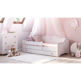 Children's Bed EMMA with Drawer and Guardrail 160x80 Pink