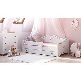 Children's Bed EMMA with Drawer and Guardrail 180x80 Grey