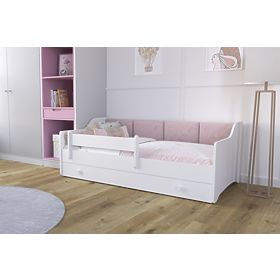 Children's Bed ERYK with Drawer and Guardrail 160x80 Pink Panel