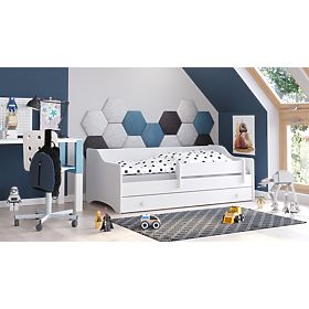 Children's Bed ERYK with Drawer and Guardrail 160x80 White Handle