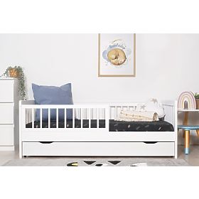 Children's Bed with Guardrail TEDDY - White