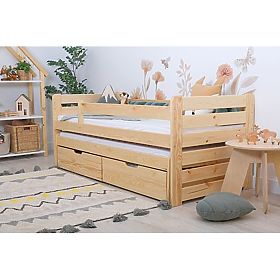 Children's Bed with Trundle and Guardrail Praktik - Natural (2), Ourbaby®