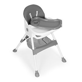 Children's High Chair with Tray, Basket, 5-Point Harness, Grey ECOTOYS