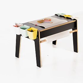 Children's Table and Two Chairs Set with Accessories - Black