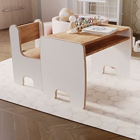 Children's Table Timi + Chair MDF Color White / Golden Oak Craft