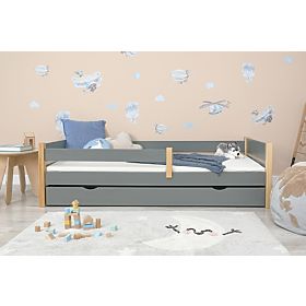 Children's Wooden Bed Scandie with Guardrail - Grey, Ourbaby®