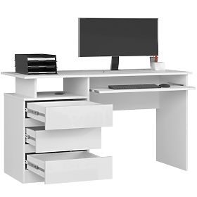 CLP 135cm Desk PK White / White Gloss
