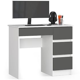 Computer Desk A-7 90 cm Right PK - White-Graphite Gray