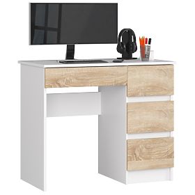 COMPUTER DESK A-7 90 cm RIGHT PK WHITE / SONOMA