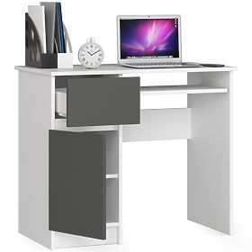 COMPUTER DESK PIKSEL WHITE / GRAY - LEFT