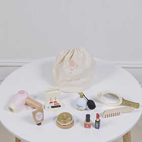 Cosmetic Bag with Wooden Accessories