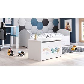 Daria White Toy Chest with Airplane Print