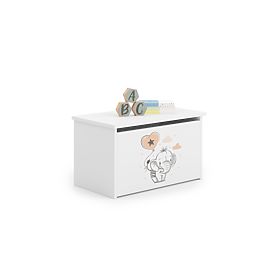 Daria White Toy Chest with Elephant Print