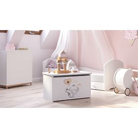 Daria White Toy Chest with Elephant Print