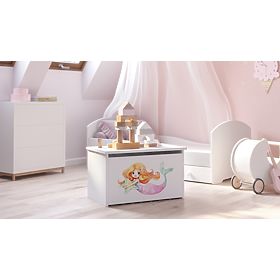Daria White Toy Chest with Mermaid Print
