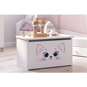 Daria White Toy Chest with Pink Cat Print