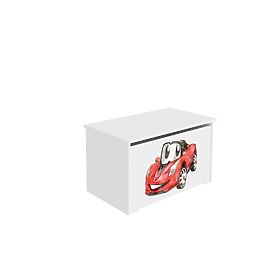 Daria White Toy Chest with Racing Car Print