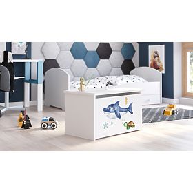 Daria White Toy Chest with Shark Print