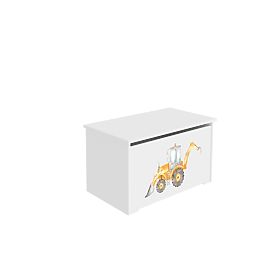 Daria White Toy Chest with Yellow Digger Print
