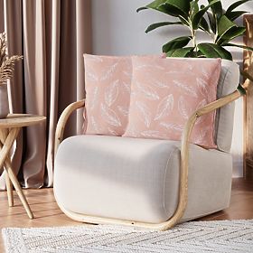 Decorative Cushion Cover CALM Powder Pink with Botanical Motif Classic Style Velvet 45x45 ame