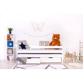 Children's bed with extra bed and barrier Praktik - White, Ourbaby®