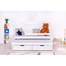 Children's bed with extra bed and barrier Praktik - White