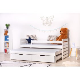 Children's bed with extra bed and barrier Praktik - White