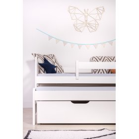 Children's bed with extra bed and barrier Praktik - White