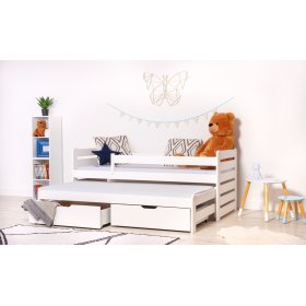 Children's bed with extra bed and barrier Praktik - White