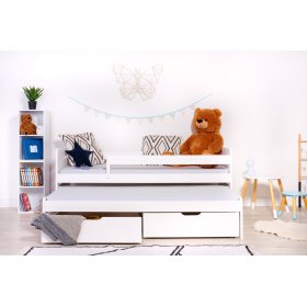 Children's bed with extra bed and barrier Praktik - White