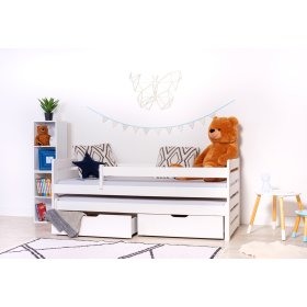 Children's bed with extra bed and barrier Praktik - White