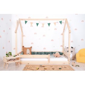 Children's Montessori bed Chimney house - natural