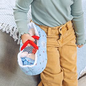 Doudou Jolijou Doll in Blue Carrying Bag 20 cm, Doudou Jolijou Paris