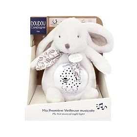 Doudou Music Box with Projection White Bunny