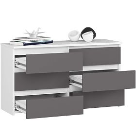 DRESSER CL100 6 DRAWERS WHITE / GRAY