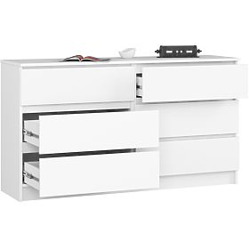 DRESSER K 140 cm 6 DRAWERS PK WHITE