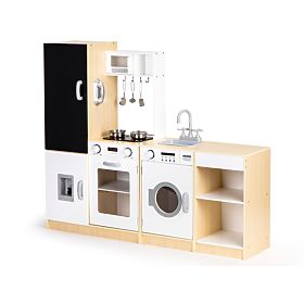 Wooden Kitchen for Children Separate Segments XXL Blackboard + LED ECOTOYS, EcoToys