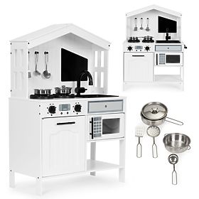 Wooden Kitchen for Children Oven Burners Microwave Accessories ECOTOYS, EcoToys