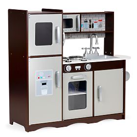 Large Wooden Kitchen for Children with Cabinets and Fridge ECOTOYS, EcoToys